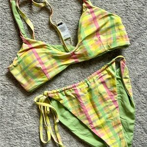 🌸 DIPPIN DAISY’S Cove Pastel Plaid Bikini Top and Bottom